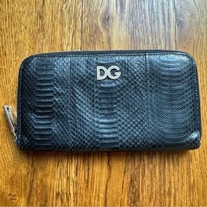Dolce & Gabbana Black Snake Zip Around Wallet (w/ COA)